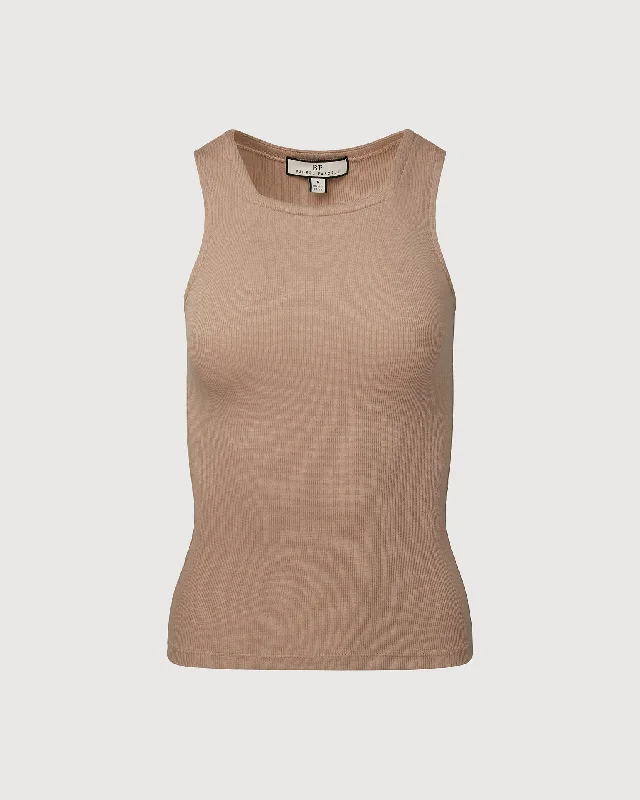 Rachel Parcell | Square Neck Tank | Muted Brown