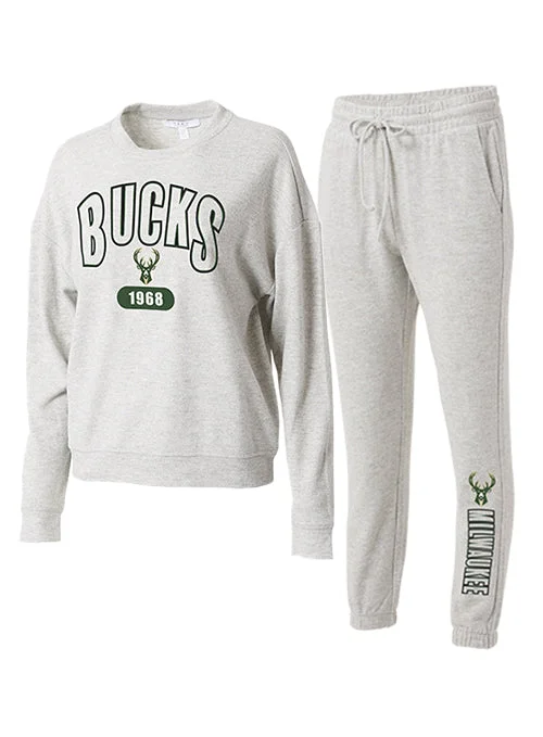 Women's Wear By Erin Andrews Grey Milwaukee Bucks Lounge Set