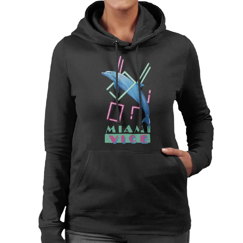 Miami Vice Dolphin Jump Women's Hooded Sweatshirt