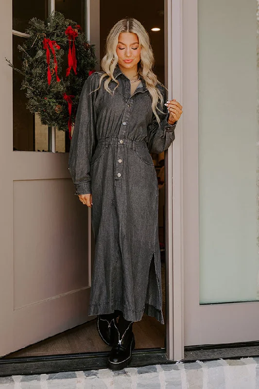 City Chic Denim Midi in Vintage Black