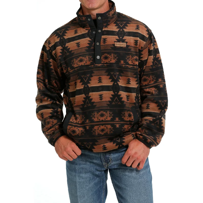 Cinch Men's Black Aztec Print Polar Fleece Pullover MWK1514018