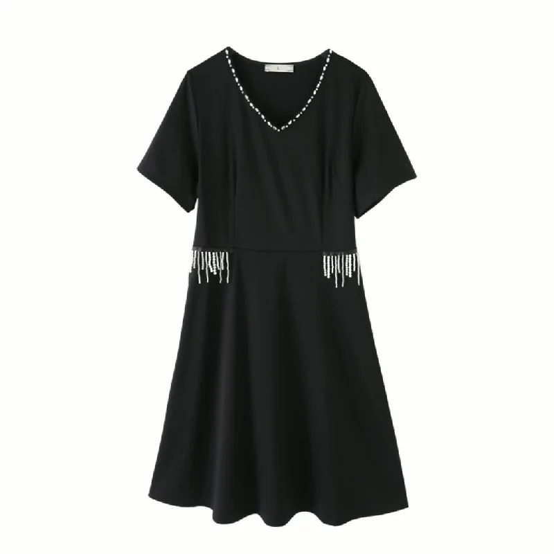 Plus Size Diamante V Neck Dress