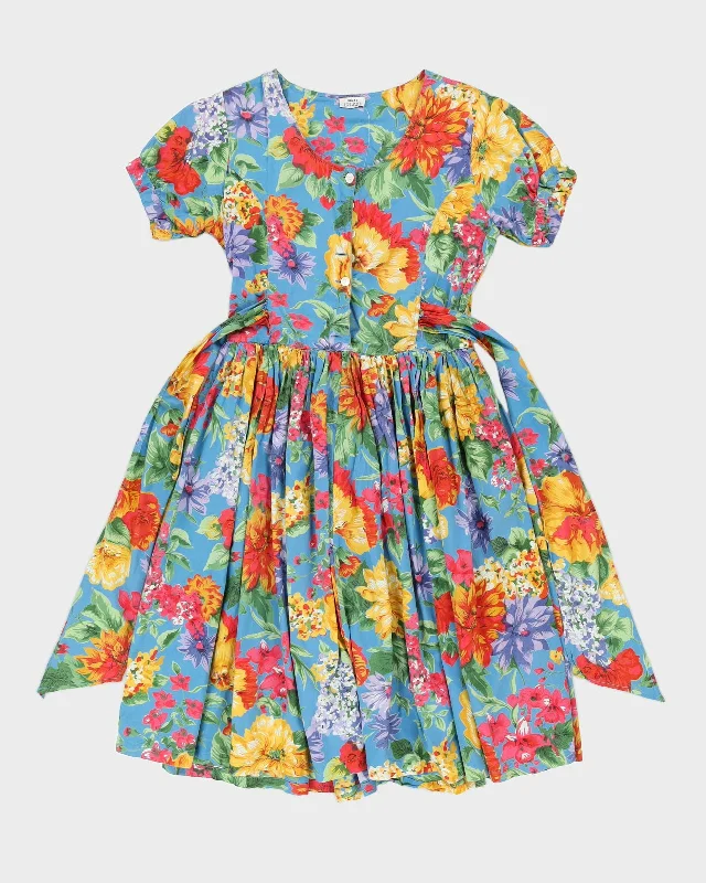 Blue Floral Tea Dress - M