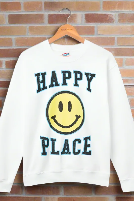 Junk Food Womens Happy Place Flea Market Fleece Sweater