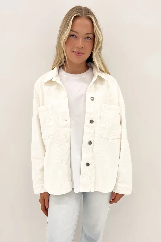 Emma Cord Shacket Vintage White