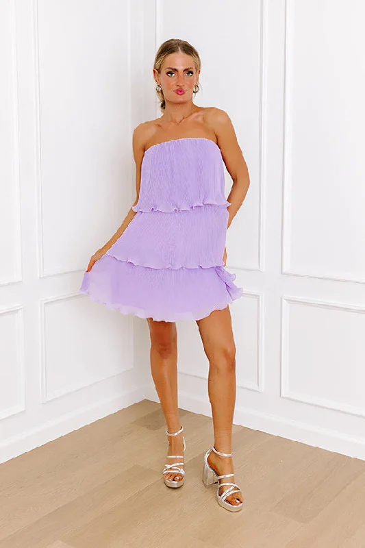 Paris Dreamer Pleated Dress In Lavender