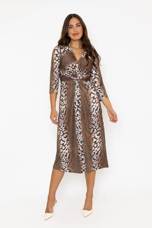 Louisa Midi Dress in Khaki