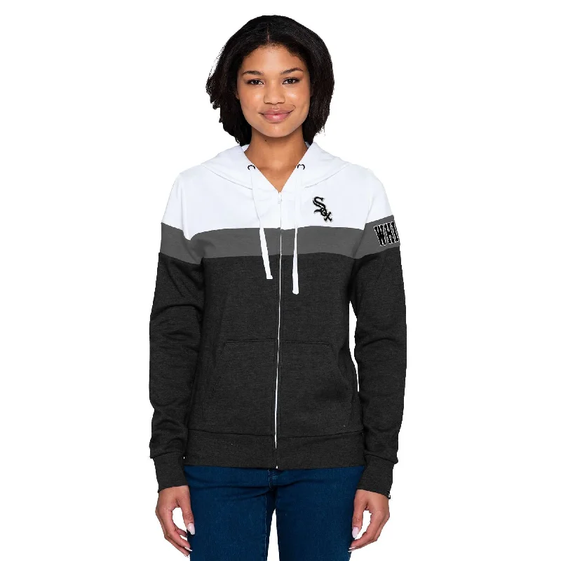 Chicago White Sox New Era Women's Colorlock Full-Zip Hoodie Jacket - Heathered Black