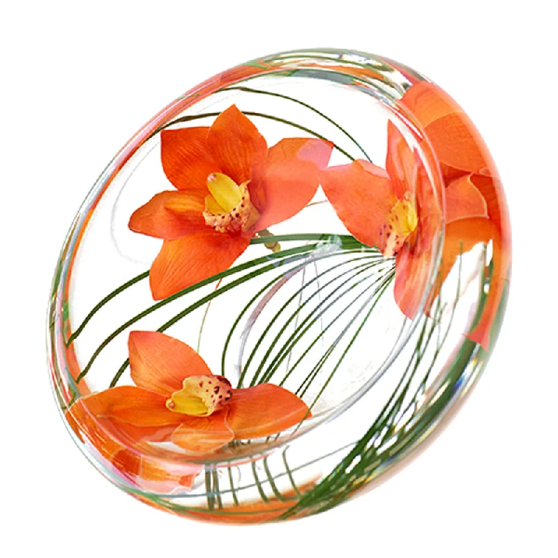 Orange Cymbidium Flower Bowl