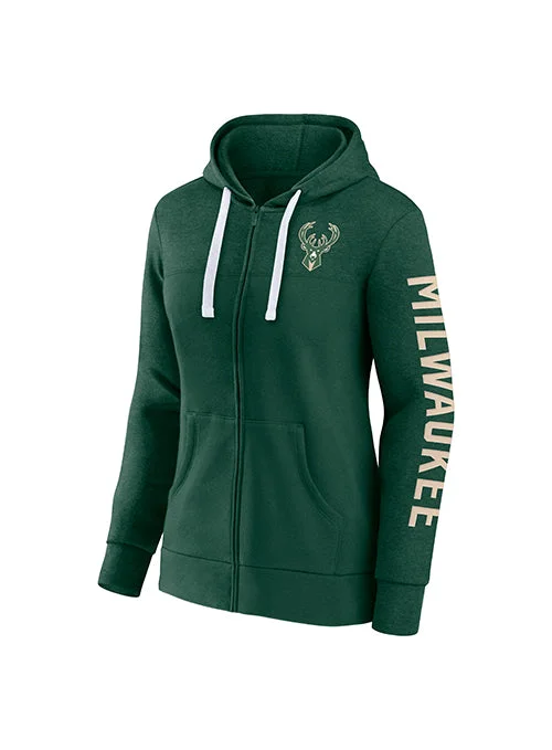 Women's Fanatics City Ties Milwaukee Bucks Hooded Sweatshirt