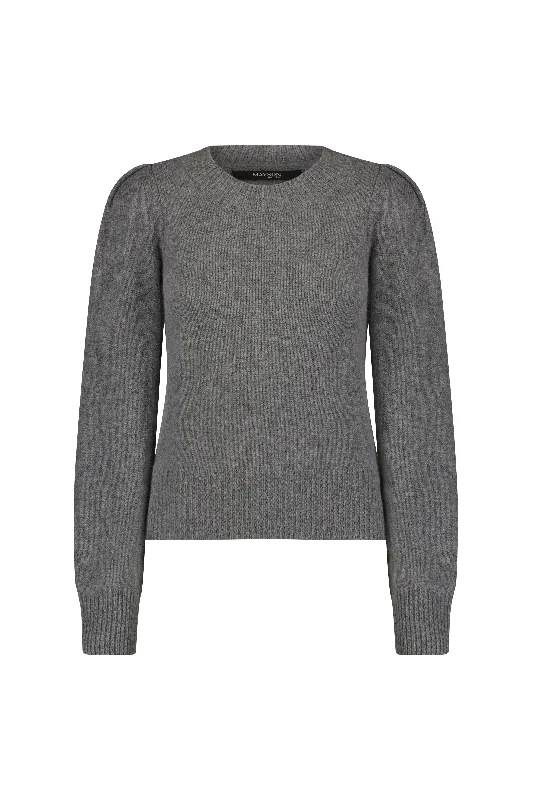 Wool Cashmere Puff Sleeve Sweater | Heather Grey