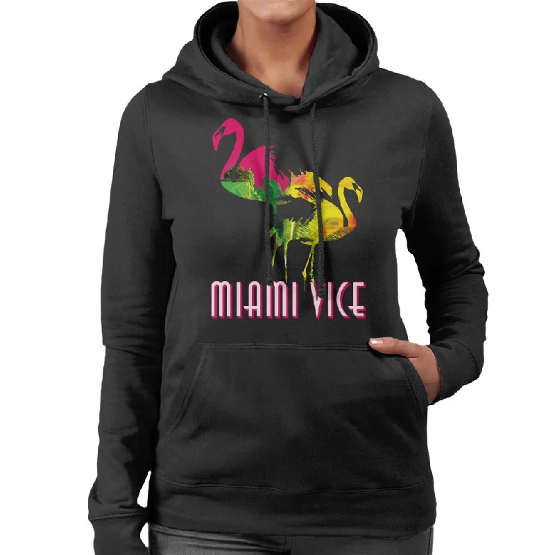 Miami Vice Flamingo Silhouette Women's Hooded Sweatshirt