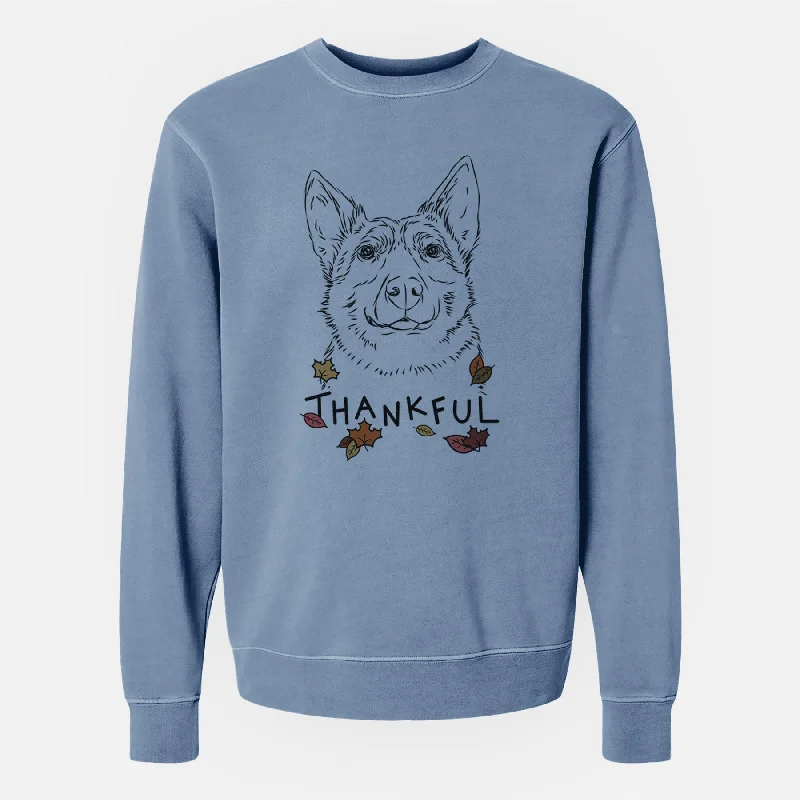 Thankful Austin the Heeler - Unisex Pigment Dyed Crew Sweatshirt