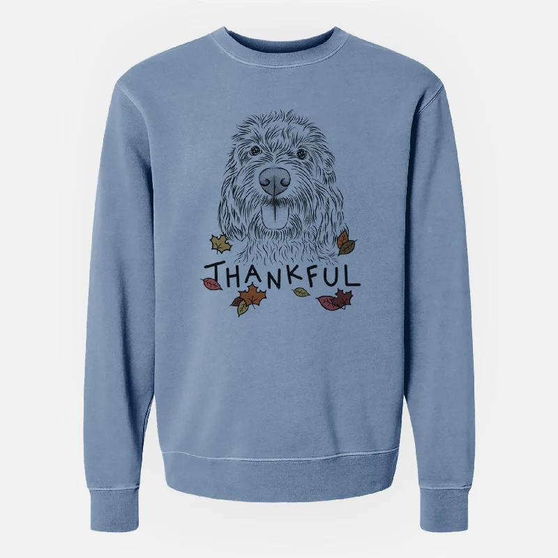 Thankful Clover the Cockapoo - Unisex Pigment Dyed Crew Sweatshirt