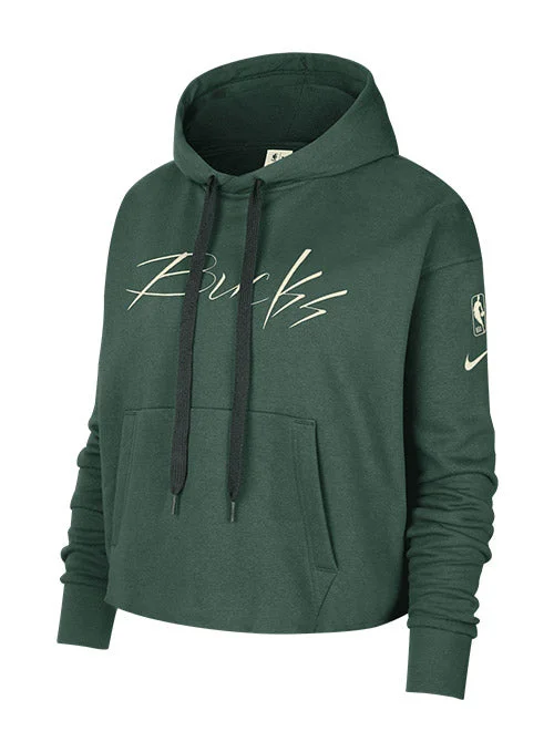 Women's Nike CTS GX Milwaukee Bucks Hooded Cropped Sweatshirt