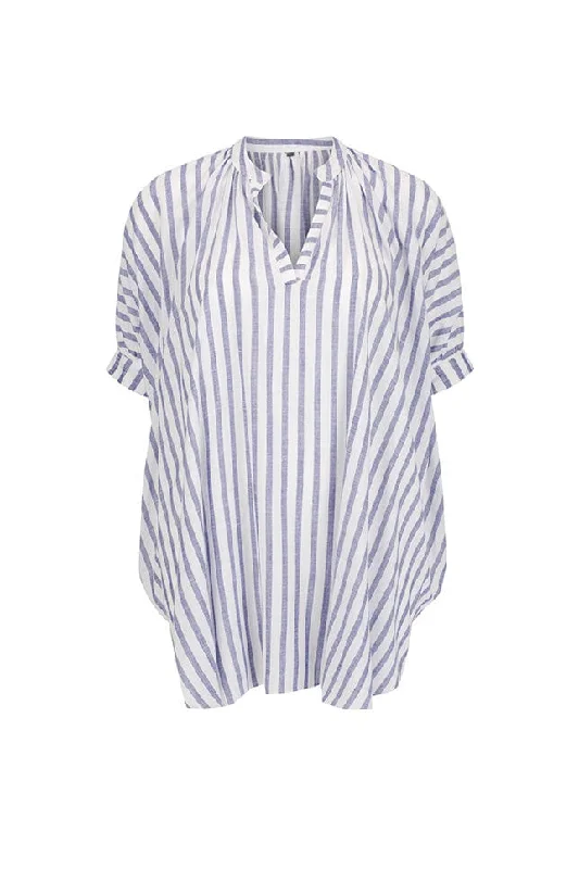 Navy and White Striped Cover Up