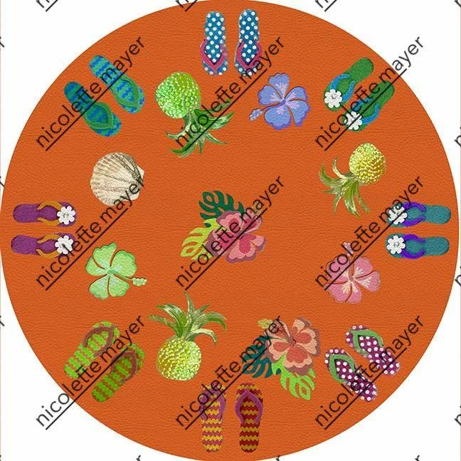 Winter In Florida Orange 16" Round Pebble Placemat Set of 4