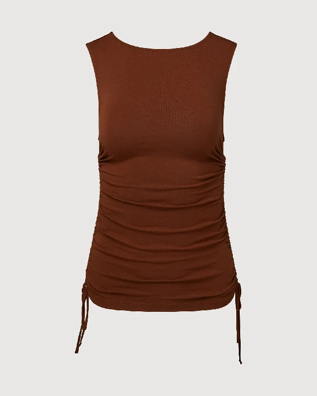 Rachel Parcell | Ruched Muscle Tank | Chocolate