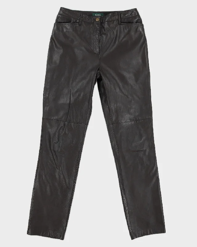 Vintage 90s Lauren By Ralph Lauren Brown Leather Trousers - W30 L31