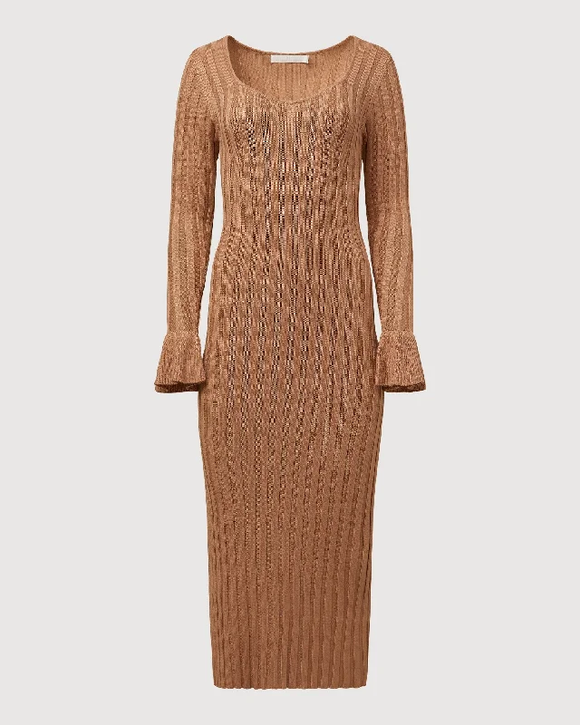 Rachel Parcell | Wide Rib Sweater Dress | Camel