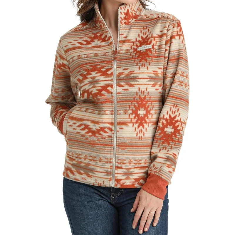 Cinch Ladies Southwestern Print Fleece Stone Grey & Coral Jacket MAJ9894003