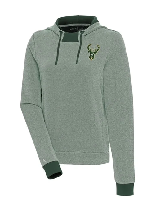 Women's Antigua Axe Bunker Icon Milwaukee Bucks Hooded Sweatshirt