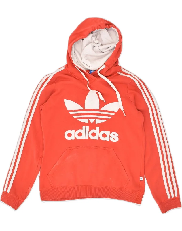 ADIDAS Womens Graphic Hoodie Jumper UK 12 Medium Red Cotton