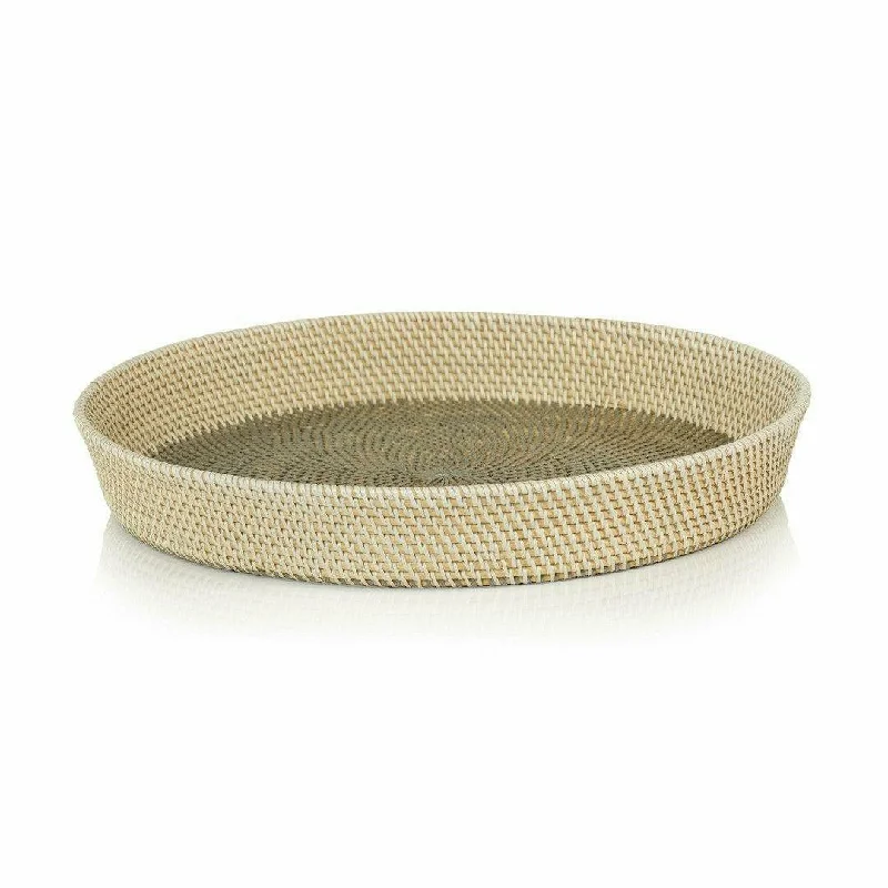 Bari 19.75" Diameter Round Rattan Serving Tray