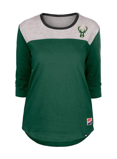 Women's New Era Throwback Milwaukee Bucks 3/4 Sleeve T-Shirt