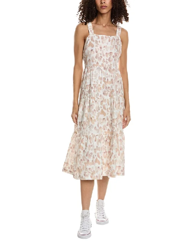 Bella Dahl Scrunch Strap Tiered Linen Midi Dress