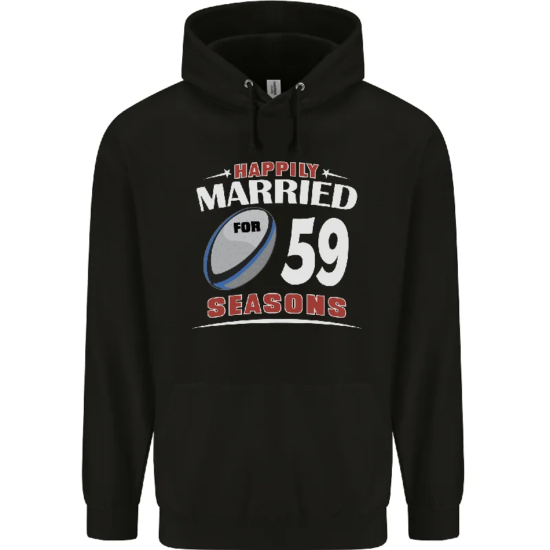 59 Year Wedding Anniversary 59th Rugby Mens 80% Cotton Hoodie