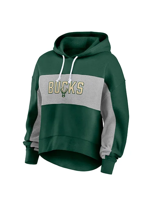 Women's Fanatics Stat Sheet Green Milwaukee Bucks Hooded Sweatshirt