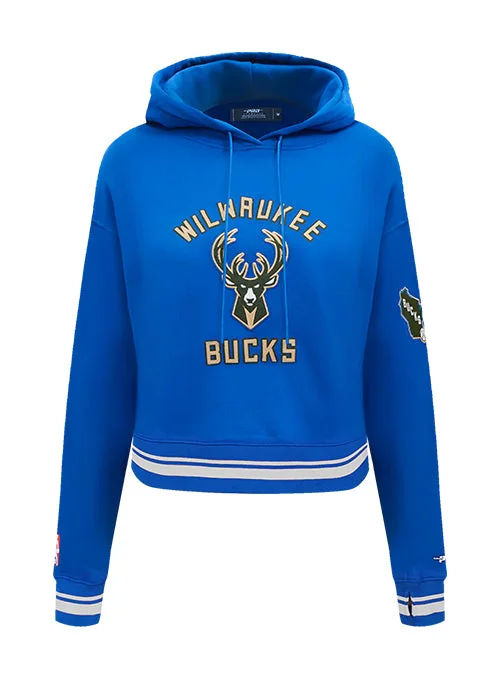 Women's Pro Standard 2024-25 City Edition Wordmark Milwaukee Bucks Cropped Hooded Sweatshirt