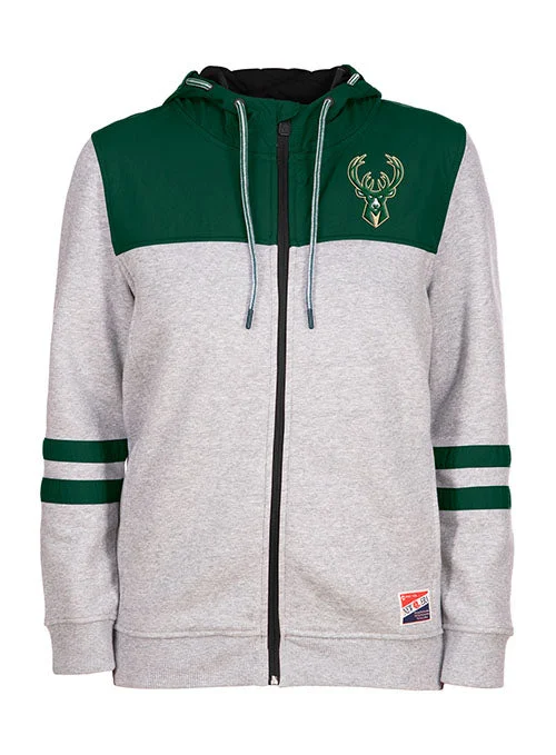 Women's New Era Fleece and Crinkle Milwaukee Bucks Hooded Sweatshirt