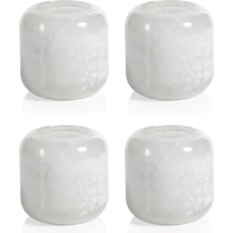 Bennour 2.75" Tall Polished Alabaster Stone Candle Holders, Set of 4