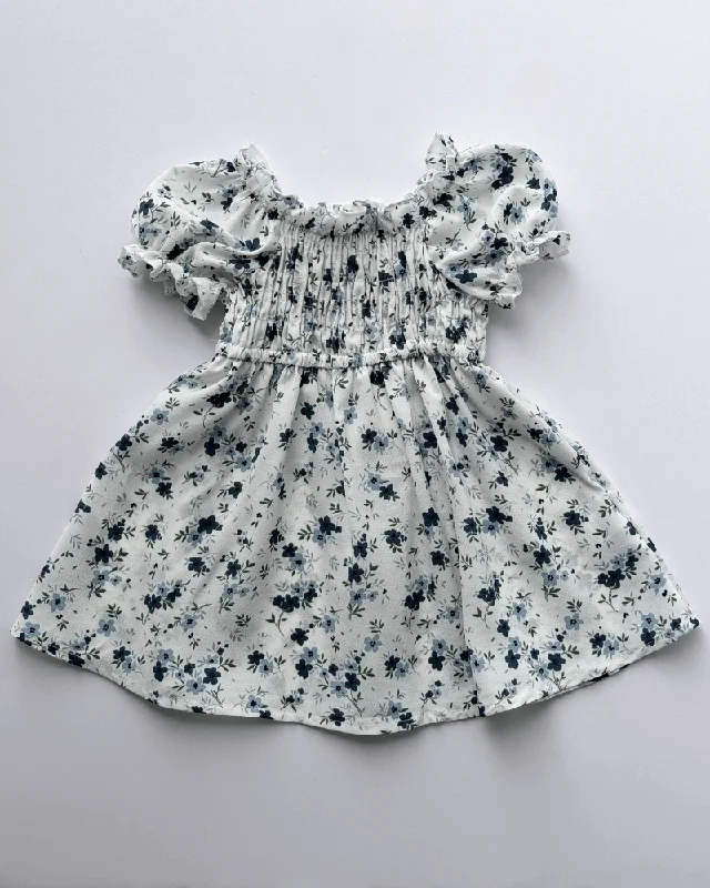 Hayes Smocked Puff Sleeve Dress - Blue Floral