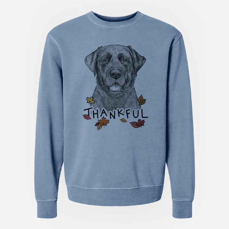 Thankful Heath the Black Lab - Unisex Pigment Dyed Crew Sweatshirt