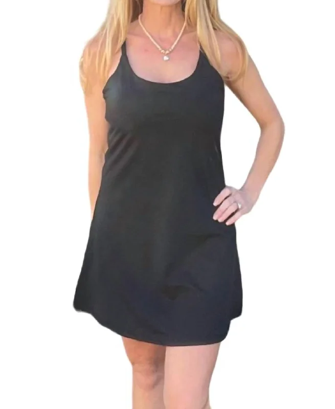 Stretch Fabric Sports Dress In Black