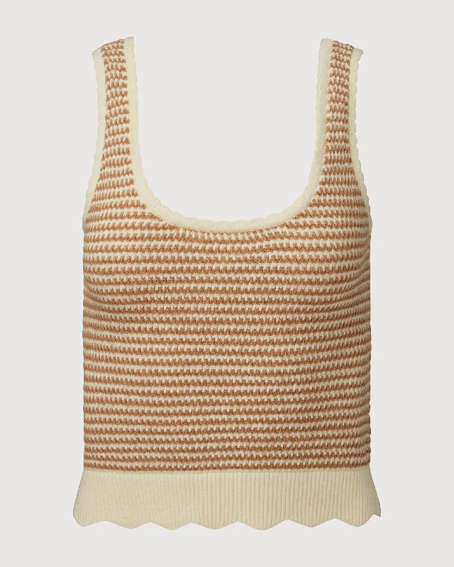 Rachel Parcell | Scallop Cropped Tank | Tan