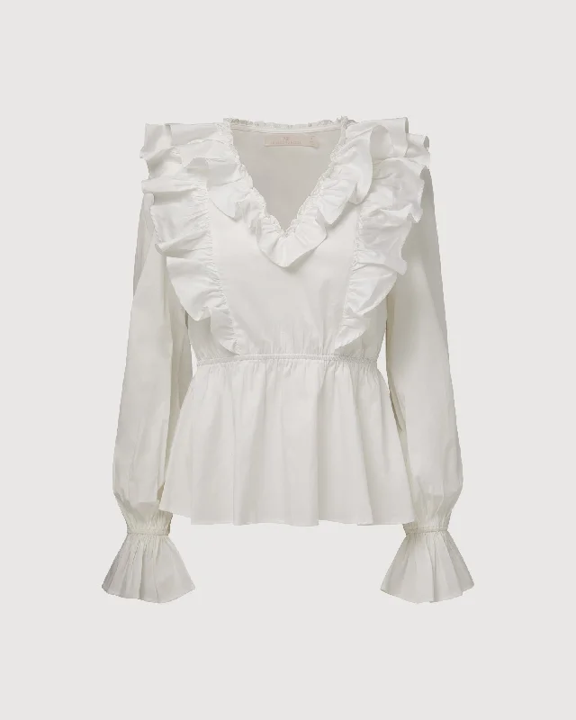 Rachel Parcell | Ruffle Poplin Blouse | Classic White