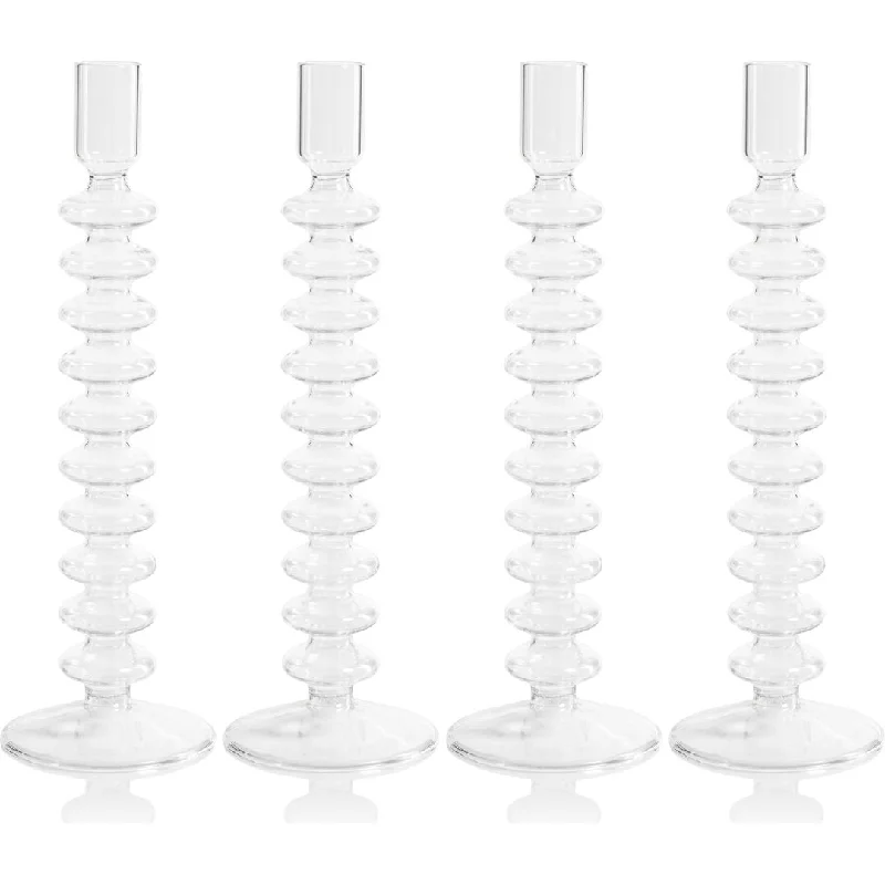 Siena Glass Taper Candle Holders, Set of 4