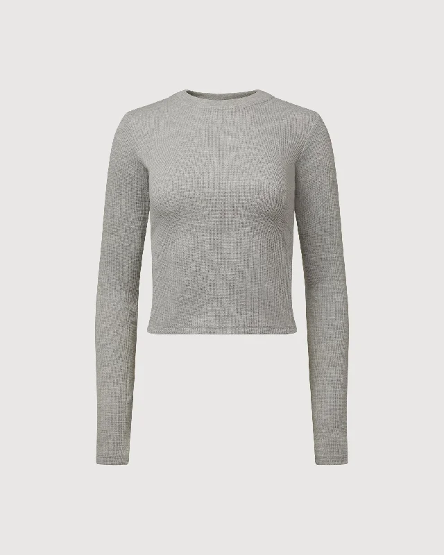 Rachel Parcell | Waffle Crewneck | Heather Grey