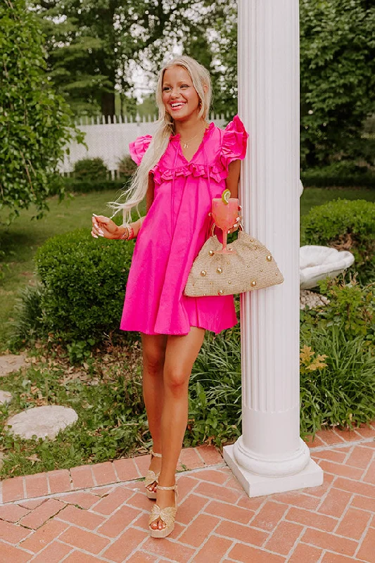 Pretty Chic Ruffle Mini Dress in Hot Pink