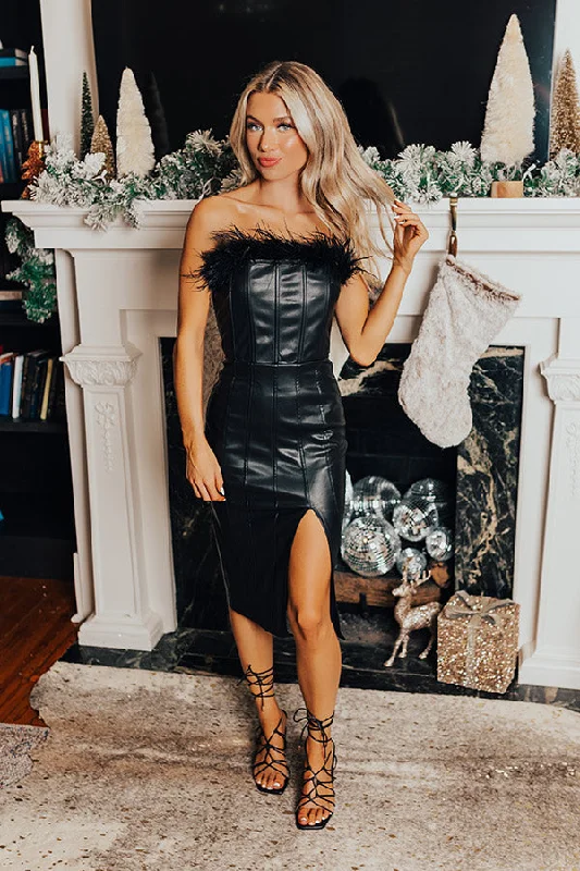 Come Pick Me Up Faux Leather Midi