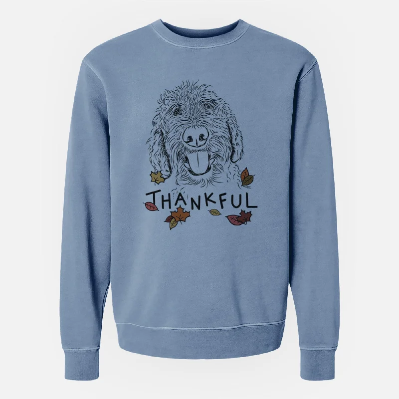 Thankful Dixie the Doodle - Unisex Pigment Dyed Crew Sweatshirt