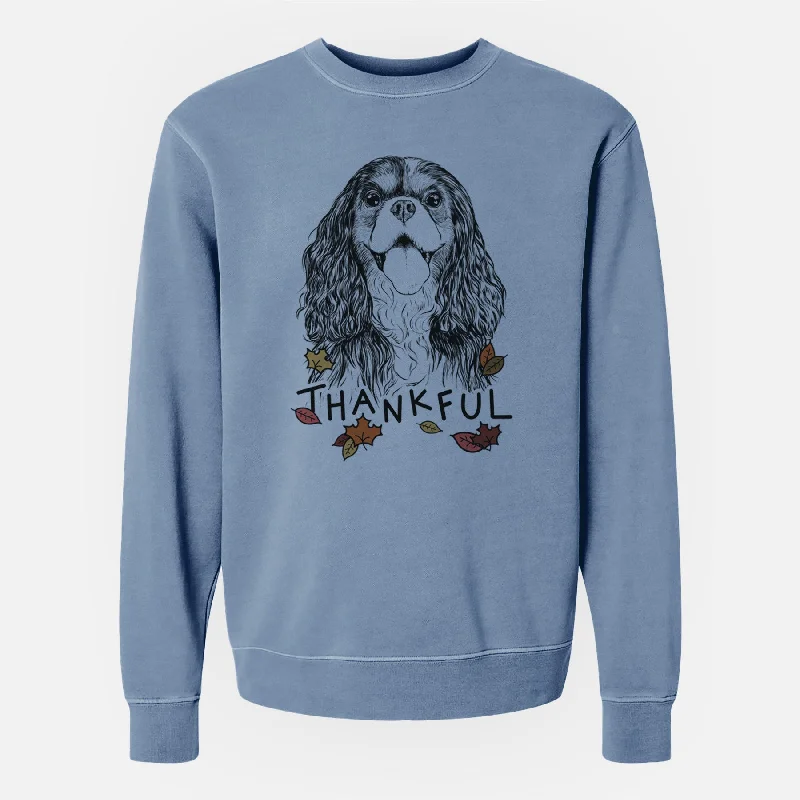 Thankful Brandy the Cavalier King Charles Spaniel - Unisex Pigment Dyed Crew Sweatshirt