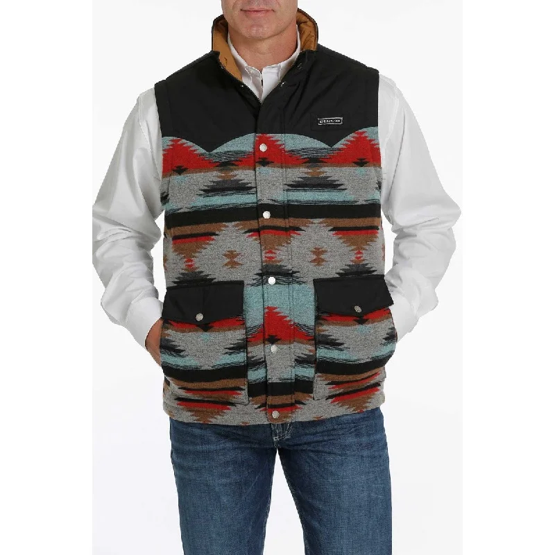 Cinch Men's Aztec Printed Grey and Black  Vest MWV1533003