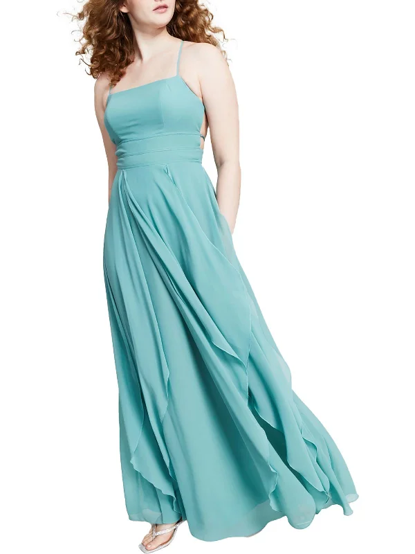 Juniors Womens Strappy-Back Maxi Evening Dress