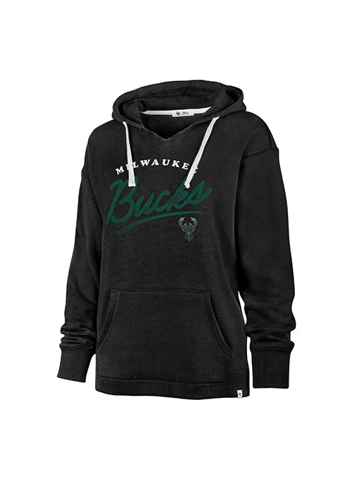 Women's '47 Brand Kennedy Cross Script Milwaukee Bucks Hooded Sweatshirt