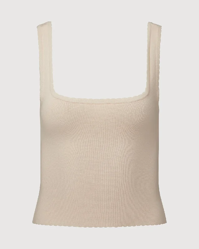 Rachel Parcell | Scallop Square Neck Tank | Pastel Mauve